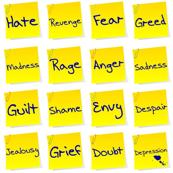 Set of post its with netgative emotions — Stock Photo, Image