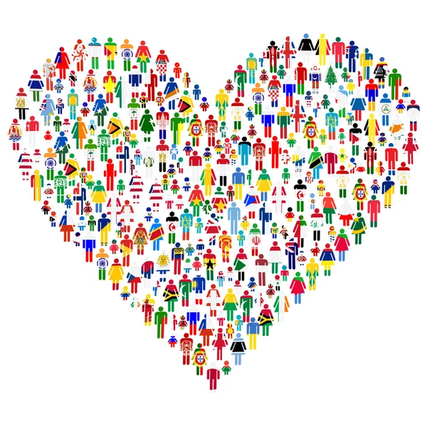 Love concept; heart made of . are made of all flags — Stock Photo, Image