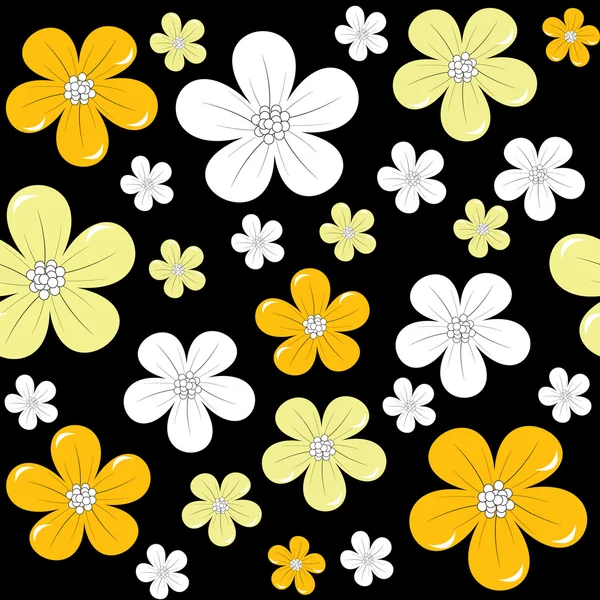 在黑色的背景，无缝模式花卉背景 — 图库照片