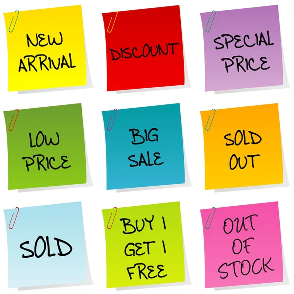 Försäljning meddelanden, uppsättning av post den — Stockfoto