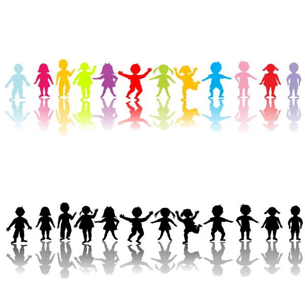 Mutlu çocuk silhouettes — Stok fotoğraf
