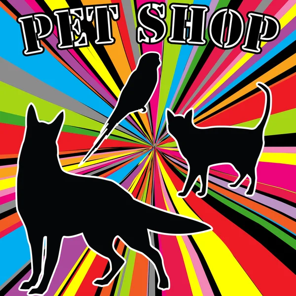 Pet shop advertising with pets silhouettes — Stock Photo, Image