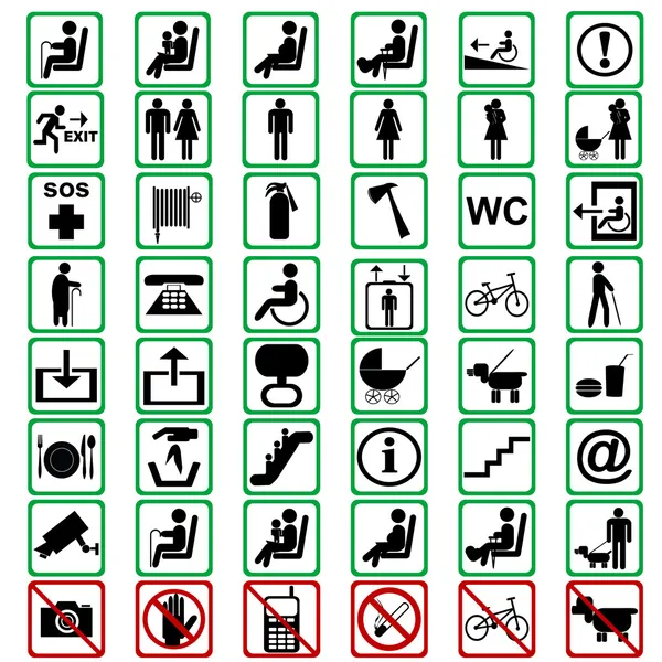 International signs used in tranportation means — Stock Photo, Image