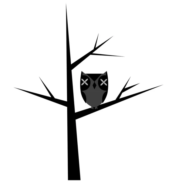 抽象树与程式化的猫头鹰 — 图库照片