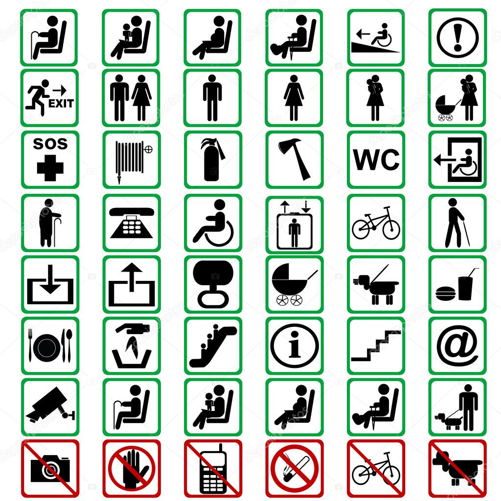 International signs used in tranportation means