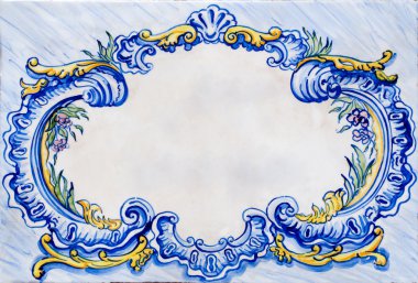 Old ceramic glazed tile frame clipart