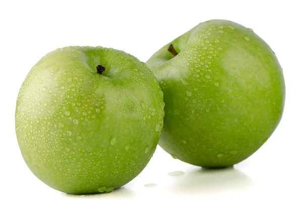 İki taze yeşil elma. — Stok fotoğraf