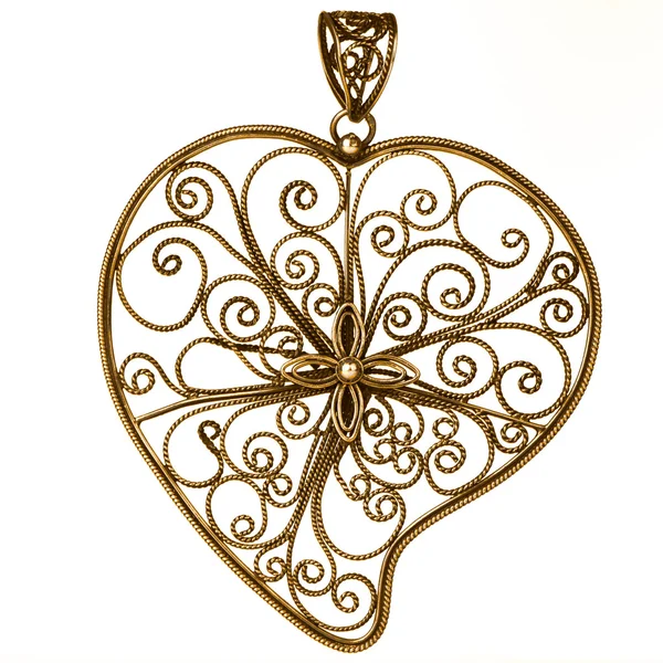 Altın kalp şeklinde süsleme — Stok fotoğraf