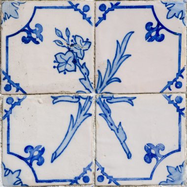 Blue tiles detail of Portuguese glazed clipart