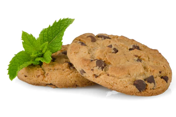Шоколадне печиво з листям м'яти — стокове фото