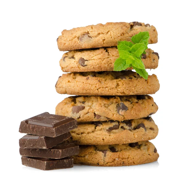 Biscotti con gocce di cioccolato con parti di cioccolato — Foto Stock