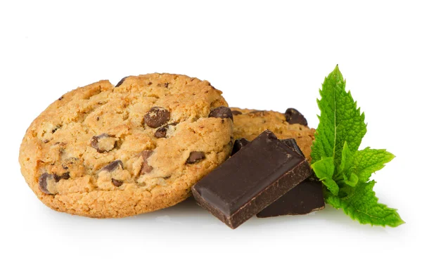 चॉकलेट भागांसह चॉकलेट चिप कुकीज — स्टॉक फोटो, इमेज