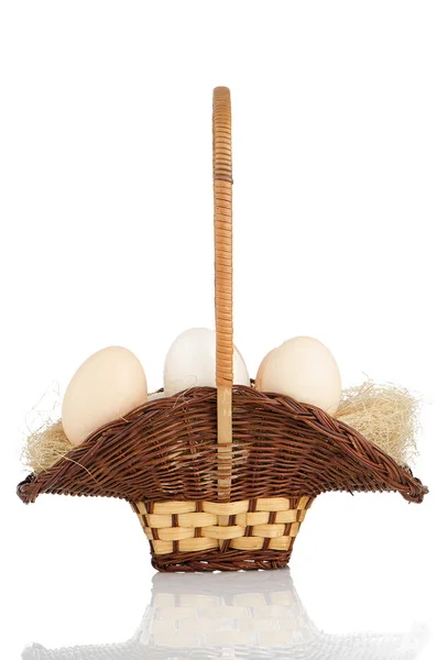 Eggs on a basket — Stock Photo, Image