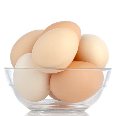 Brown eggs in transparent bowl clipart