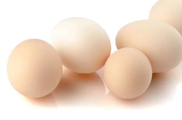 Fem ägg på vit — Stockfoto