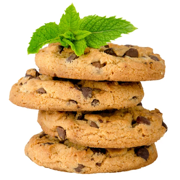 Шоколадне печиво з листям м'яти — стокове фото