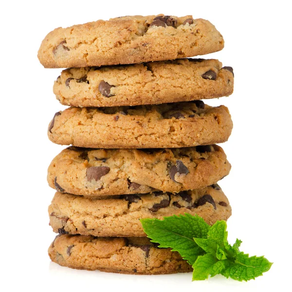 stock image Chocolate cookies with mint leaves