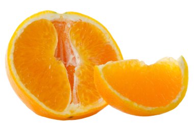 Orange fruit segment and mint leaf clipart