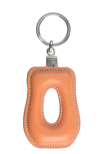 Leather keychain with letter O — Stock Photo, Image