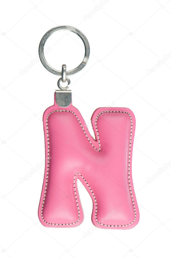 Leather keychain with letter N