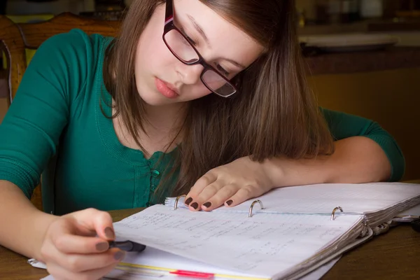 Meisje doet huiswerk — Stockfoto