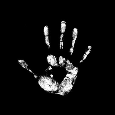 White handprint on a black background clipart