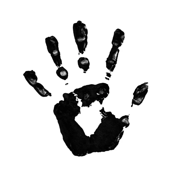 Black handprint on white background — Stock Photo, Image