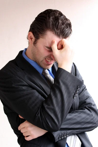 stock image Business man is thinking about the work