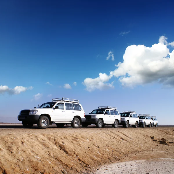 En jeeps avec 4 déserts d'Afrique — Photo