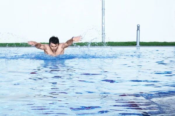 Um nadador de passatempo borboleta em ação — Fotografia de Stock