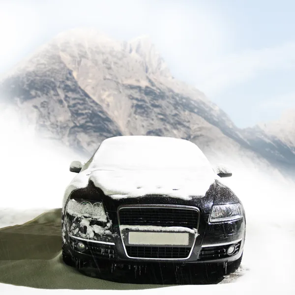 Car on the mountain road Royalty Free Stock Images