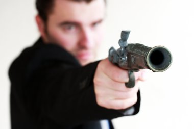 Young man with gun clipart