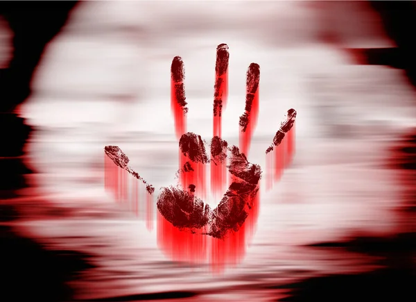 Impronte di mani insanguinate — Foto Stock