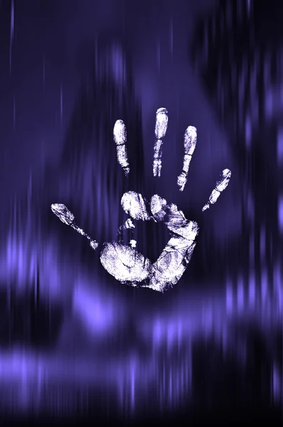 Handprint,blue light background — Stock Photo, Image