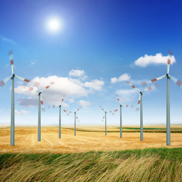 Energia das turbinas eólicas — Fotografia de Stock