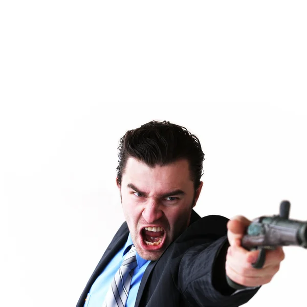 Dangerous man with gun,isolated Royalty Free Stock Photos