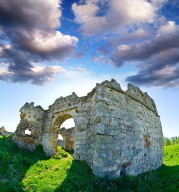 The ruins of an abandoned Pnivsky castle in Ukraine clipart