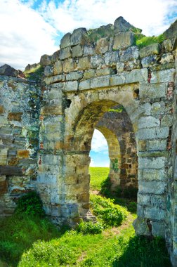 The ruins of an abandoned Pnivsky castle in Ukraine clipart