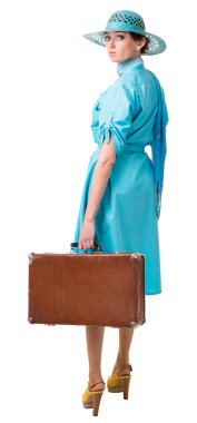 Portrait of a traveler in a retro style clipart