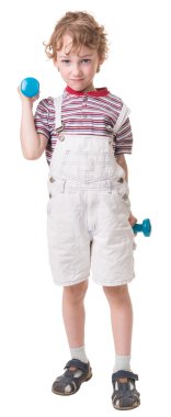 Boy with a dumbbell clipart