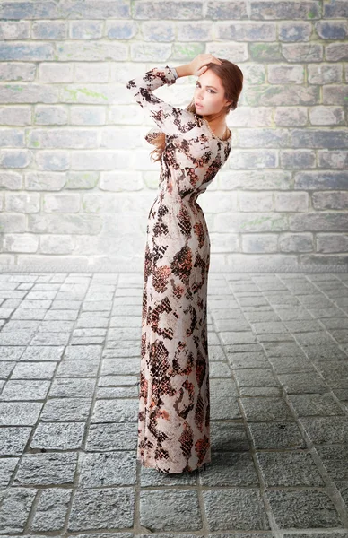 Eleganz stilvolle Dame im glamourösen Kleid — Stockfoto