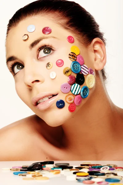 Beauty with the buttons — Stock Photo, Image