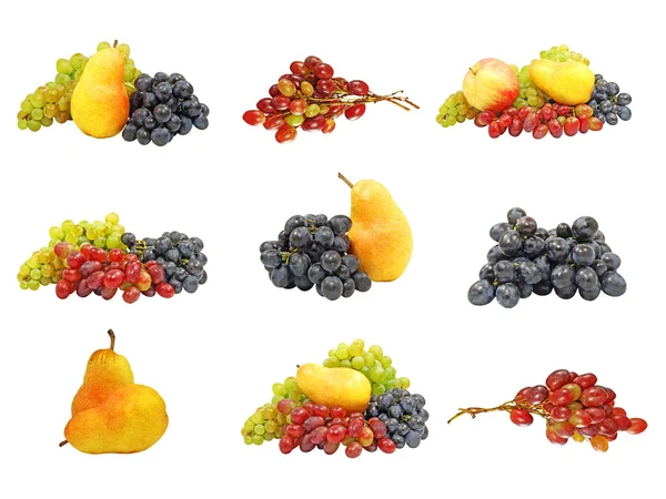 Set of pear and grape.Isolated. — Stock Photo, Image