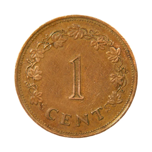 Malta monet jednego cent.isolated. — Zdjęcie stockowe