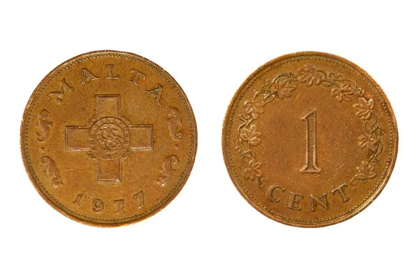 马耳他货币单位一个 cent.isolated. — 图库照片