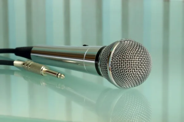 Metallic microphone taken closeup. — Stock Photo, Image