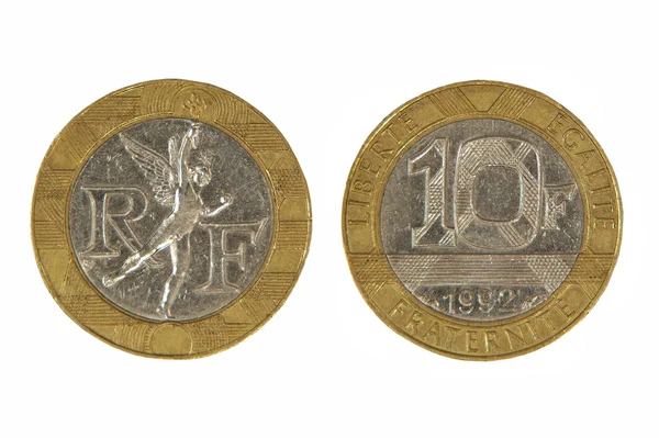 Francuski franc.isolated jednostka monetarna. — Zdjęcie stockowe