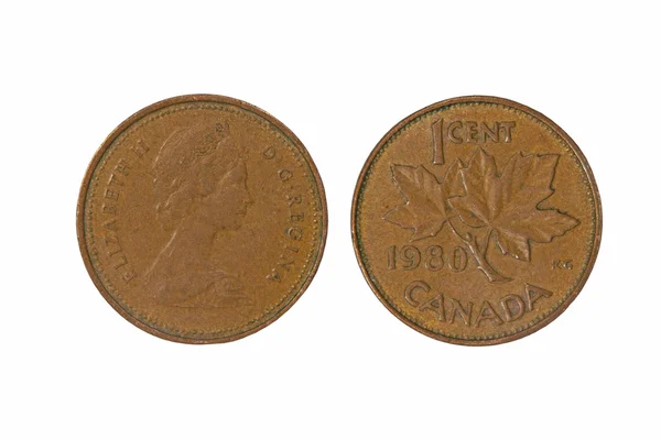Canadian monet one cent.Isolated. — Stock Photo, Image