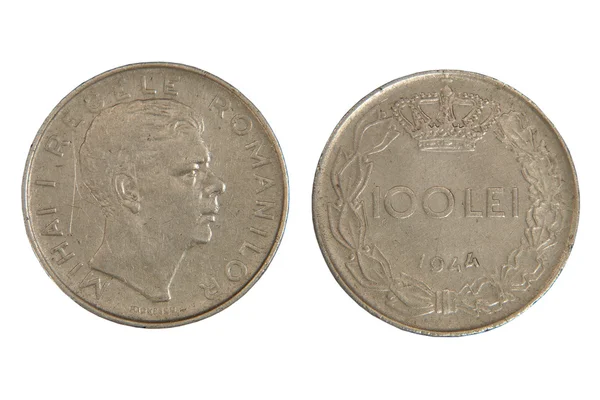 Antiguo rumano monet hundred lei . —  Fotos de Stock