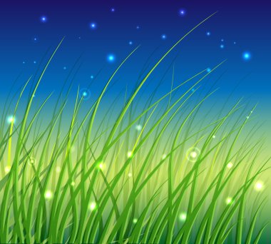 Abstract Floral Vector Background with Grass clipart